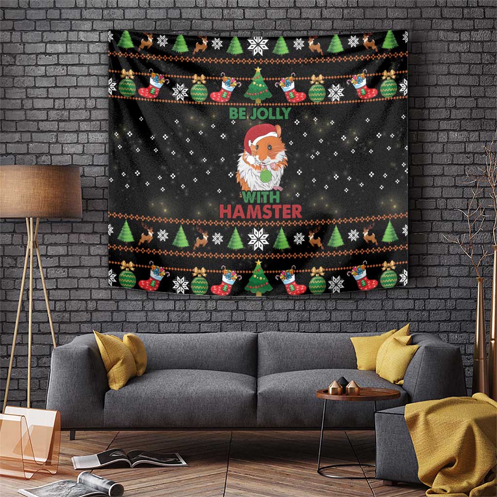 Merry Christmas Hamster Be Jolly Tapestry