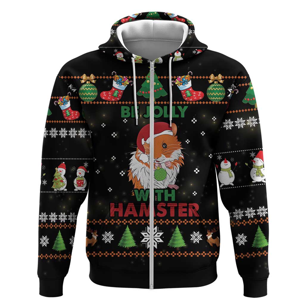 Merry Christmas Hamster Be Jolly Zip Hoodie DT04 - Wonder Print Shop