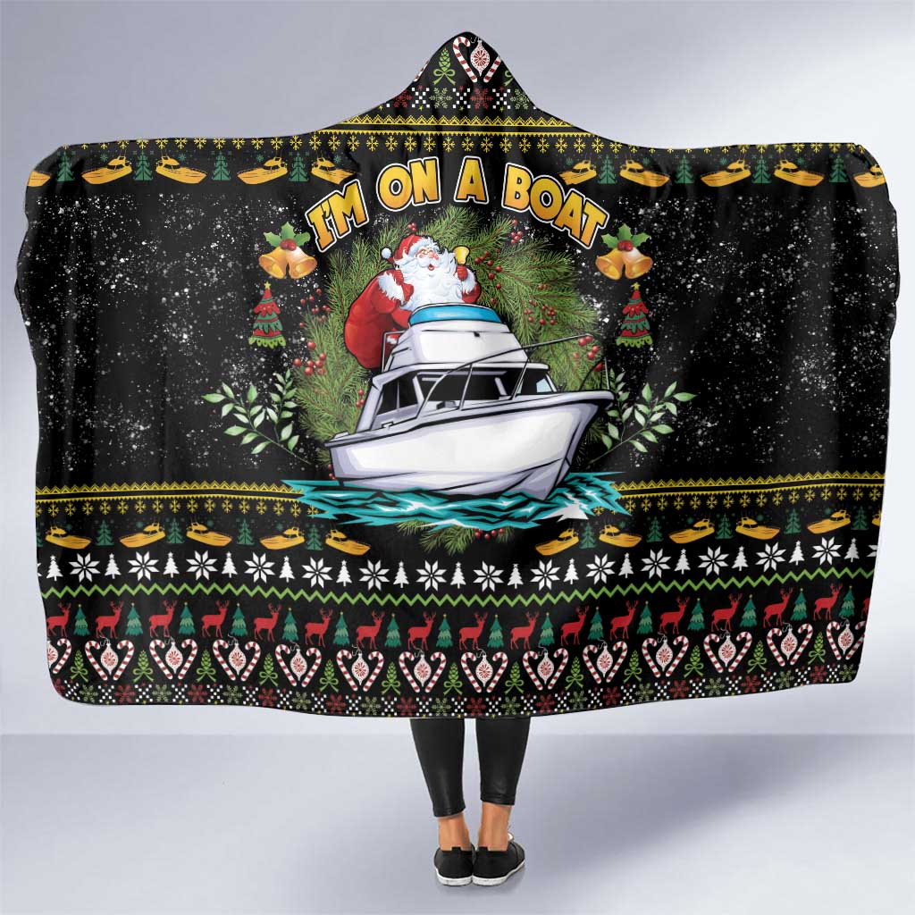 Santa On A Boat Hooded Blanket Christmas Gifts