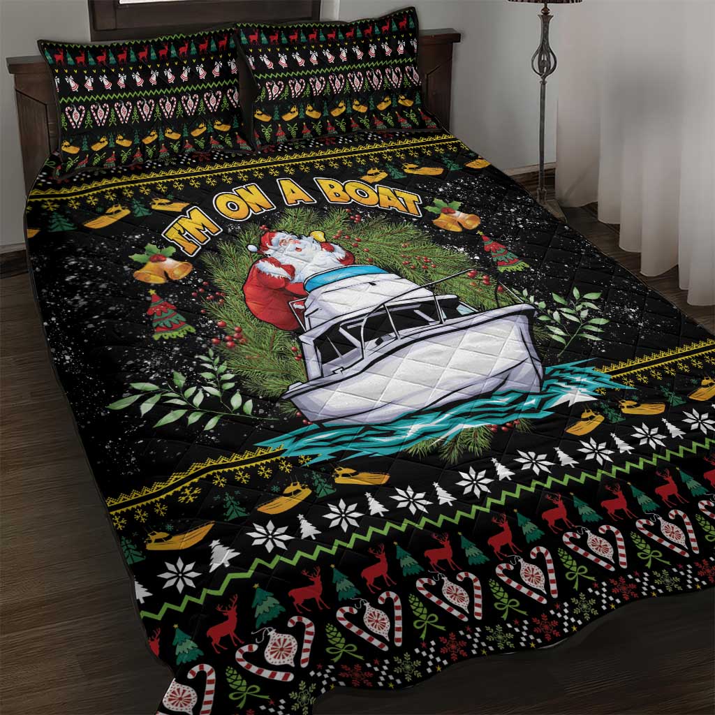 Santa On A Boat Quilt Bed Set Christmas Gifts DT04 - Wonder Print Shop