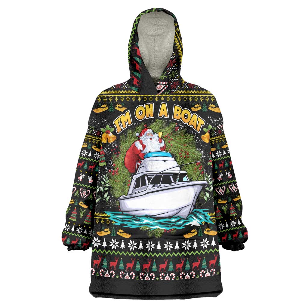 Santa On A Boat Wearable Blanket Hoodie Christmas Gifts