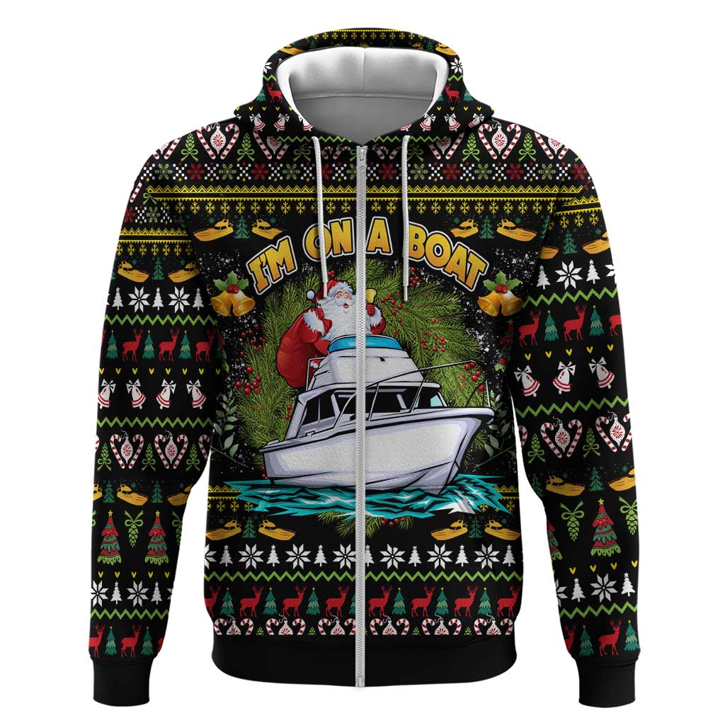 Santa On A Boat Zip Hoodie Christmas Gifts DT04 - Wonder Print Shop