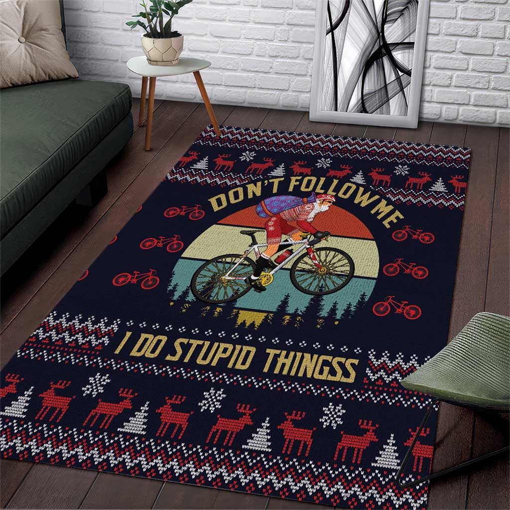 Santa Claus On Mountain Bike Area Rug Christmas Gifts