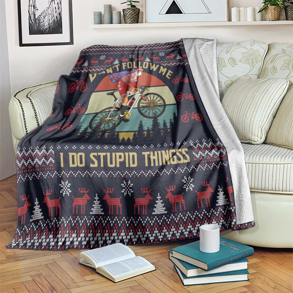 Santa Claus On Mountain Bike Blanket Christmas Gifts