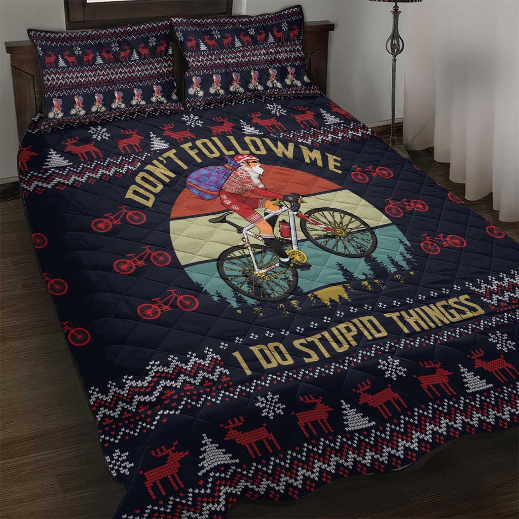 Santa Claus On Mountain Bike Quilt Bed Set Christmas Gifts DT04 - Wonder Print Shop