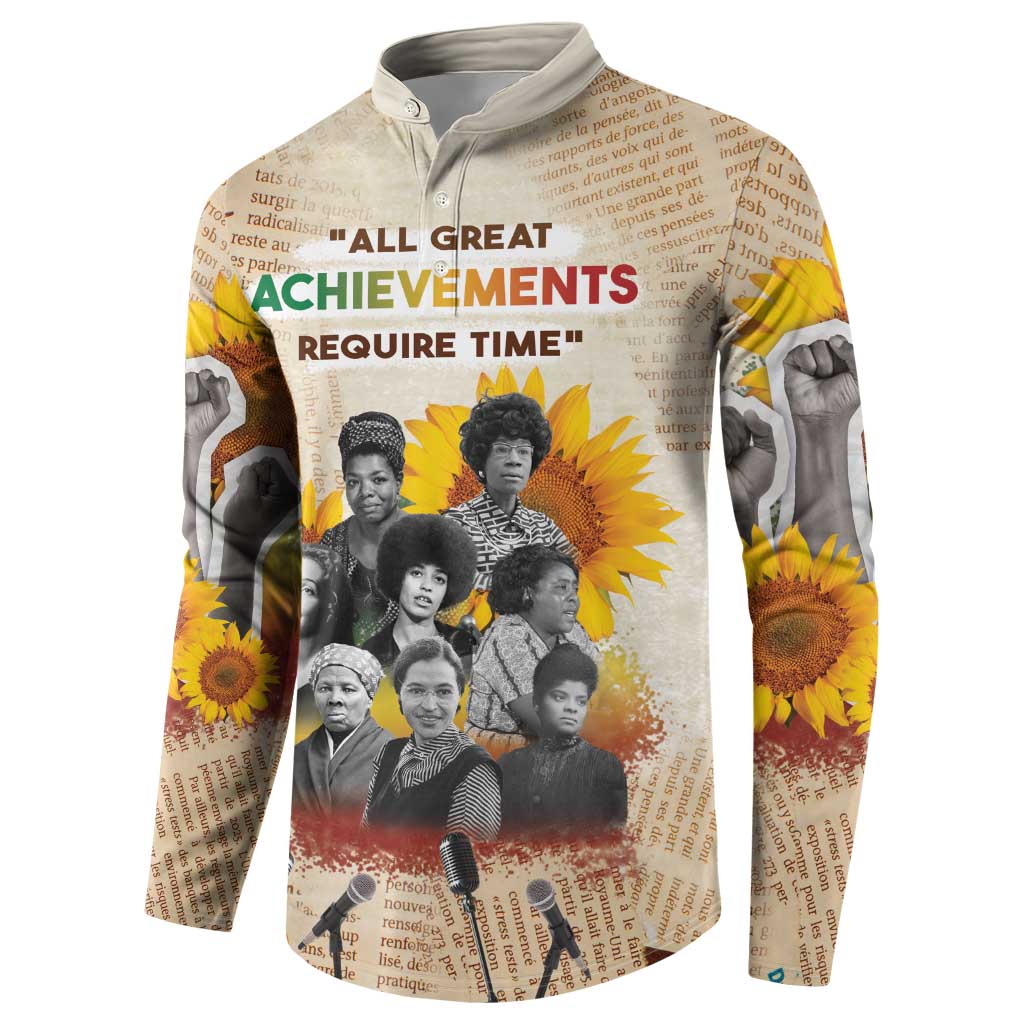 African Button Sweatshirt Civil Rights Female Leaders Sunflower