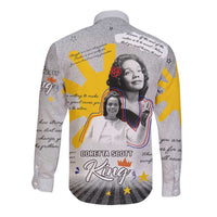 Coretta Scott King Long Sleeve Button Shirt Honoring The Legacy Hand Draw Style
