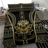 Egypt The Lotus Bedding Set Gold Bloom Hieroglyphic Patterns
