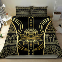 Egypt The Lotus Bedding Set Gold Bloom Hieroglyphic Patterns