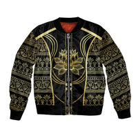 Egypt The Lotus Bomber Jacket Gold Bloom Hieroglyphic Patterns