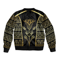 Egypt The Lotus Bomber Jacket Gold Bloom Hieroglyphic Patterns