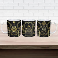 Egypt The Lotus Ceramic Mug Gold Bloom Hieroglyphic Patterns