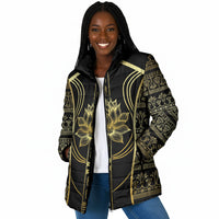 Egypt The Lotus Padded Jacket Gold Bloom Hieroglyphic Patterns