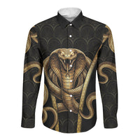 Egypt Uraeus Long Sleeve Button Shirt Gold Cobra Luxury Style
