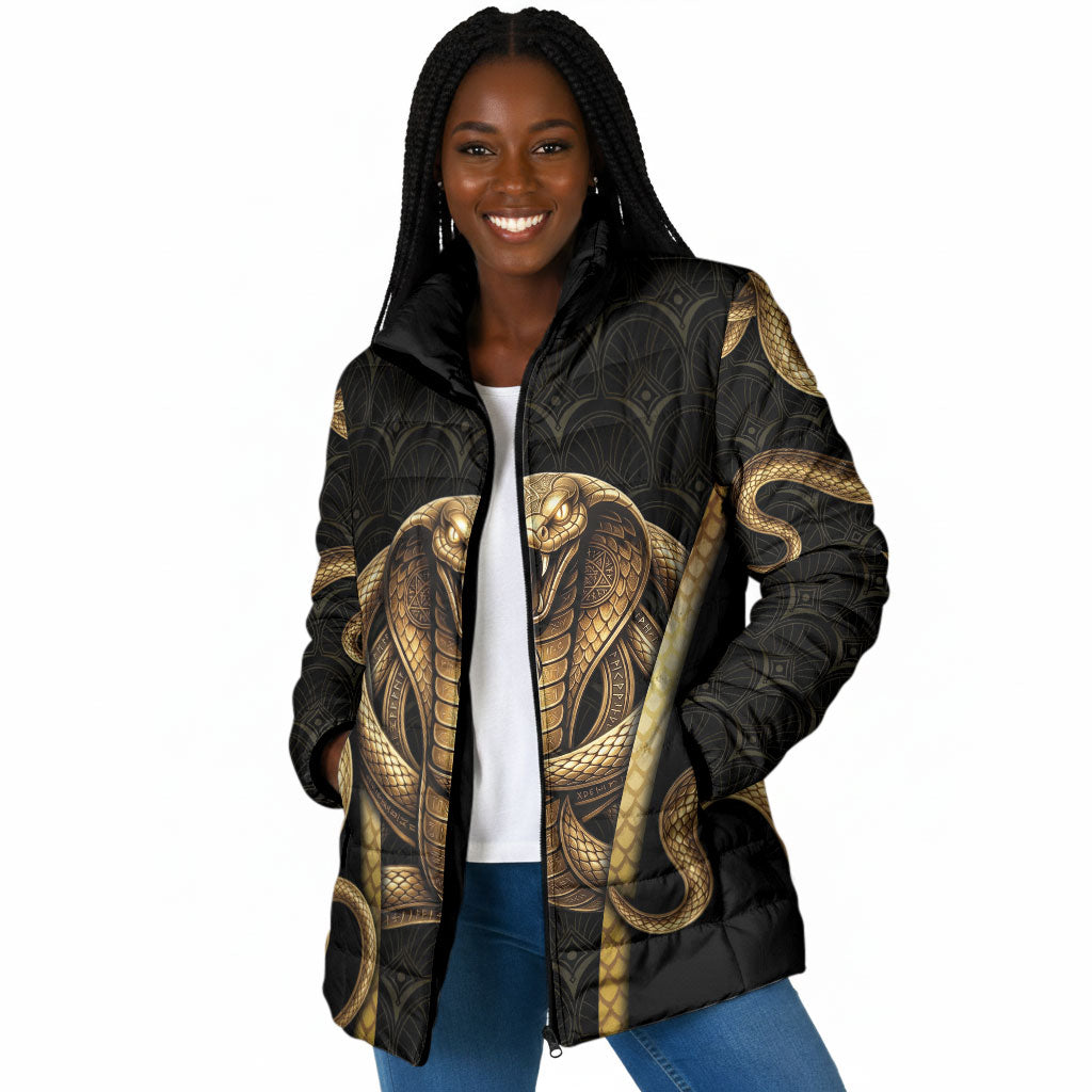 Egypt Uraeus Padded Jacket Gold Cobra Luxury Style