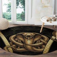 Egypt Uraeus Round Carpet Gold Cobra Luxury Style