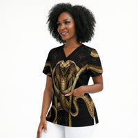 Egypt Uraeus Scrub Top Gold Cobra Luxury Style