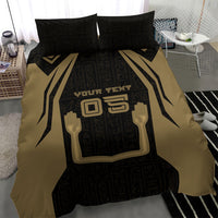 Custom Egypt KA Bedding Set Gold Symbol Hieroglyphic Texture