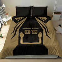 Custom Egypt KA Bedding Set Gold Symbol Hieroglyphic Texture