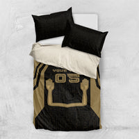 Custom Egypt KA Bedding Set Gold Symbol Hieroglyphic Texture