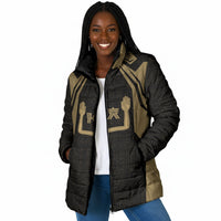 Custom Egypt KA Padded Jacket Gold Symbol Hieroglyphic Texture