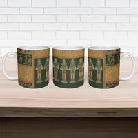 Egyptian God Osiris Ceramic Mug Green Pharaonic Hieroglyphic Patterns