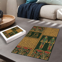 Egyptian God Osiris Puzzle Green Pharaonic Hieroglyphic Patterns