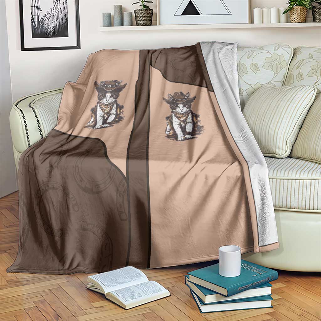 Cowcat Blanket Cowboy Cat Meowdy Retro Western Yoke Brown - Wonder Print Shop