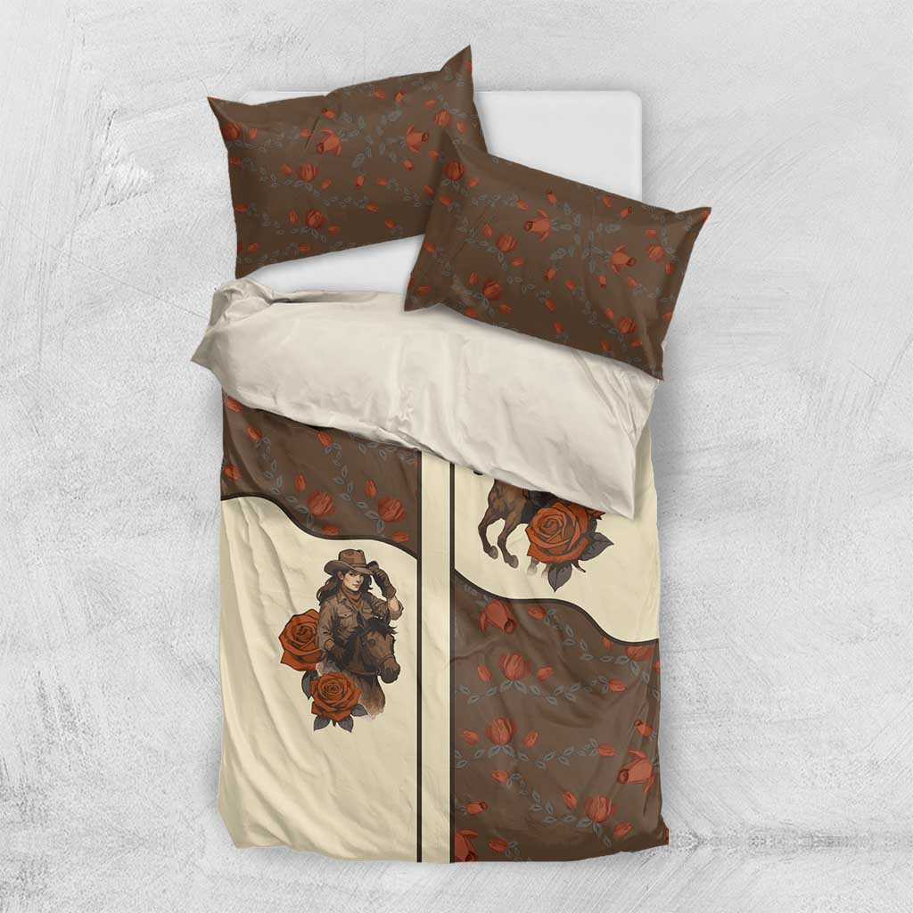 Cowgirl Bedding Set Rose Retro Western Yoke - Wonder Print Shop