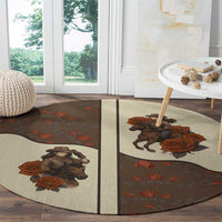 Cowgirl Round Carpet Rose Retro Western Yoke - Wonder Print Shop