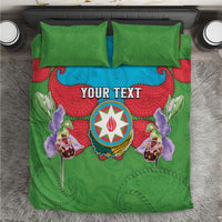 Personalized Azerbaijan Bedding Set Khari Bulbul Buta Pattern Emblem Flame