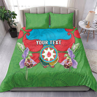 Personalized Azerbaijan Bedding Set Khari Bulbul Buta Pattern Emblem Flame