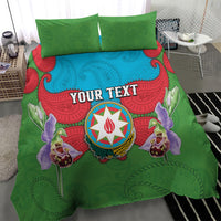 Personalized Azerbaijan Bedding Set Khari Bulbul Buta Pattern Emblem Flame
