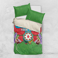 Personalized Azerbaijan Bedding Set Khari Bulbul Buta Pattern Emblem Flame