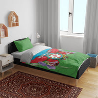 Personalized Azerbaijan Bedding Set Khari Bulbul Buta Pattern Emblem Flame