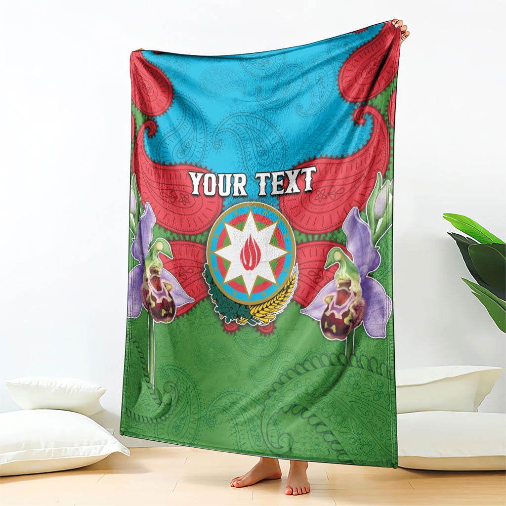 Personalized Azerbaijan Blanket Khari Bulbul Buta Pattern Emblem Flame