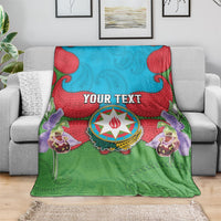 Personalized Azerbaijan Blanket Khari Bulbul Buta Pattern Emblem Flame