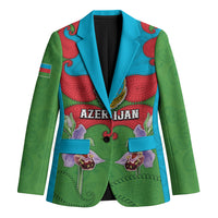 Personalized Azerbaijan Blazer Khari Bulbul Buta Pattern Emblem Flame