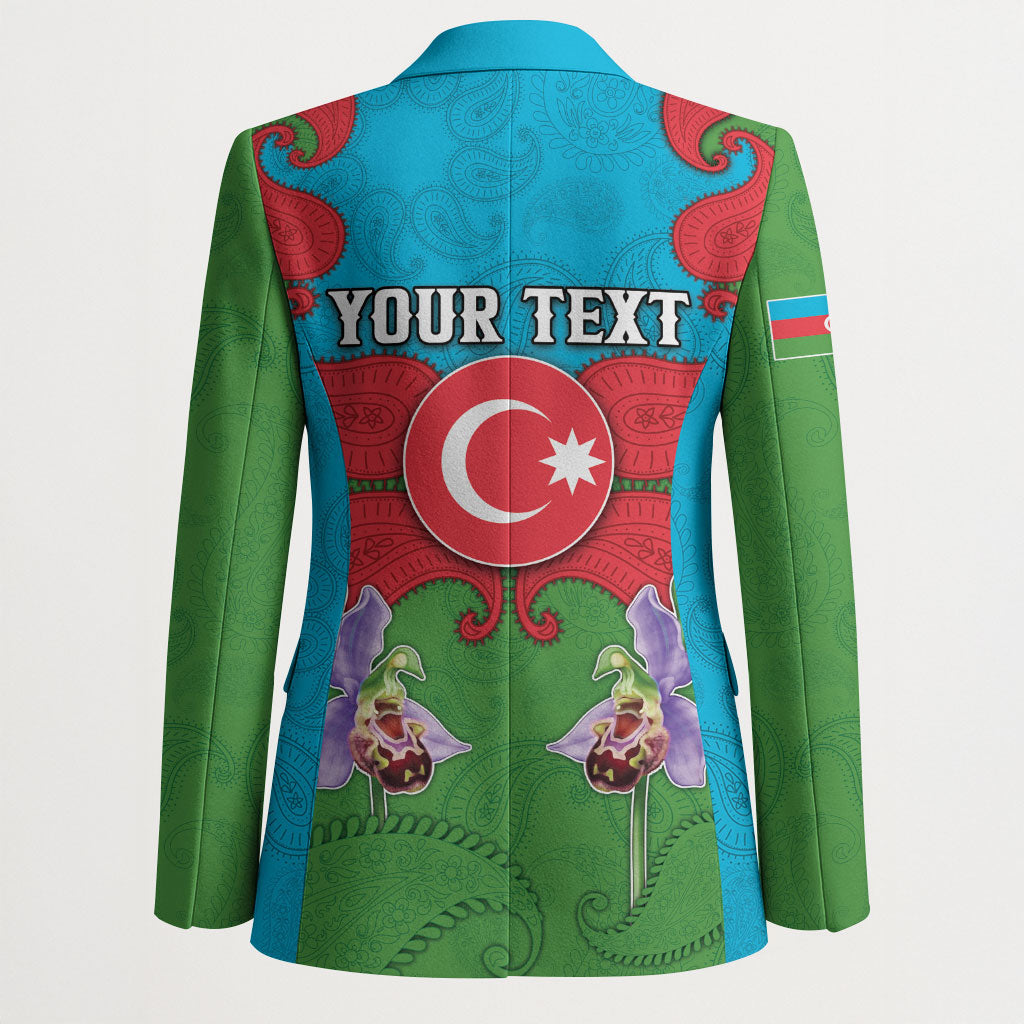Personalized Azerbaijan Blazer Khari Bulbul Buta Pattern Emblem Flame