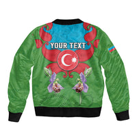 Personalized Azerbaijan Bomber Jacket Khari Bulbul Buta Pattern Emblem Flame