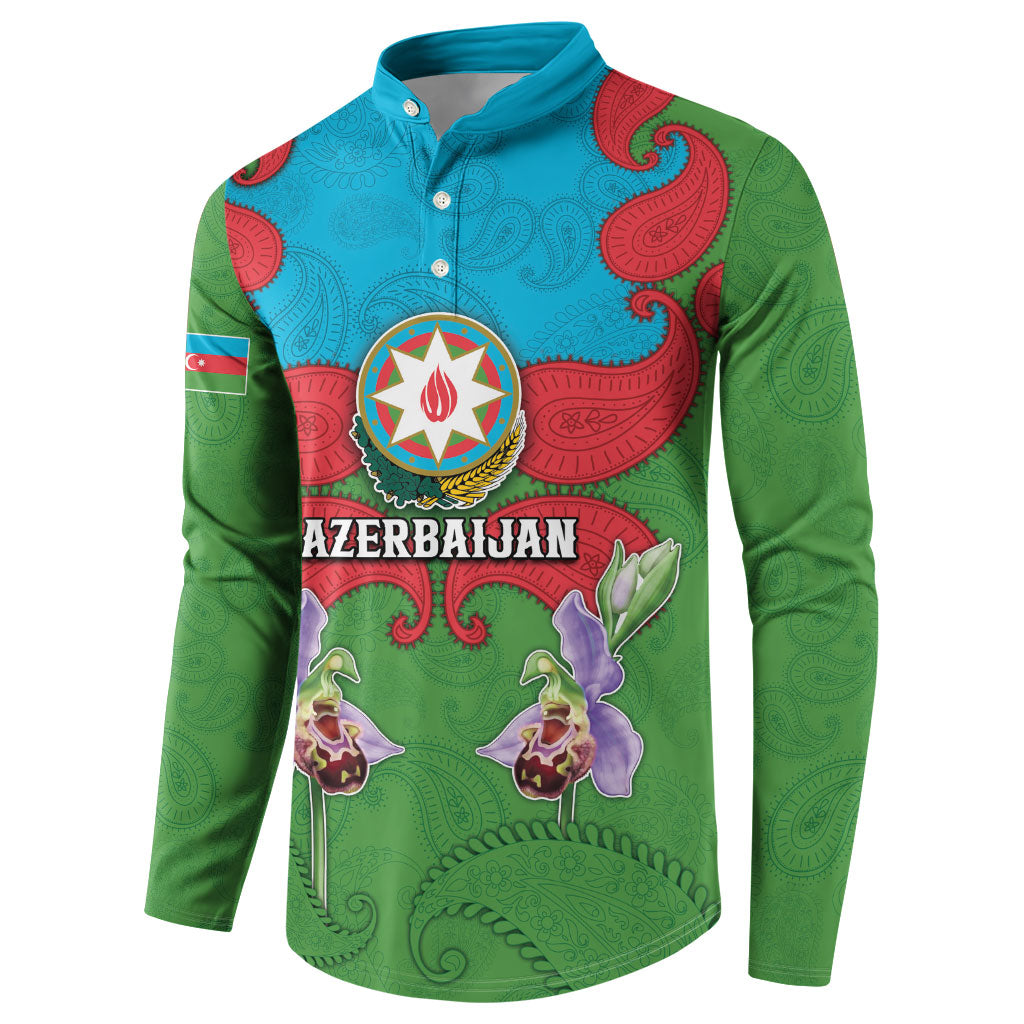 Personalized Azerbaijan Button Sweatshirt Khari Bulbul Buta Pattern Emblem Flame