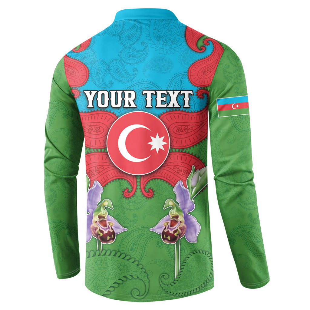 Personalized Azerbaijan Button Sweatshirt Khari Bulbul Buta Pattern Emblem Flame