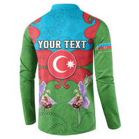 Personalized Azerbaijan Button Sweatshirt Khari Bulbul Buta Pattern Emblem Flame