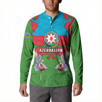 Personalized Azerbaijan Button Sweatshirt Khari Bulbul Buta Pattern Emblem Flame
