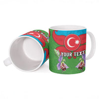 Personalized Azerbaijan Ceramic Mug Khari Bulbul Buta Pattern Emblem Flame