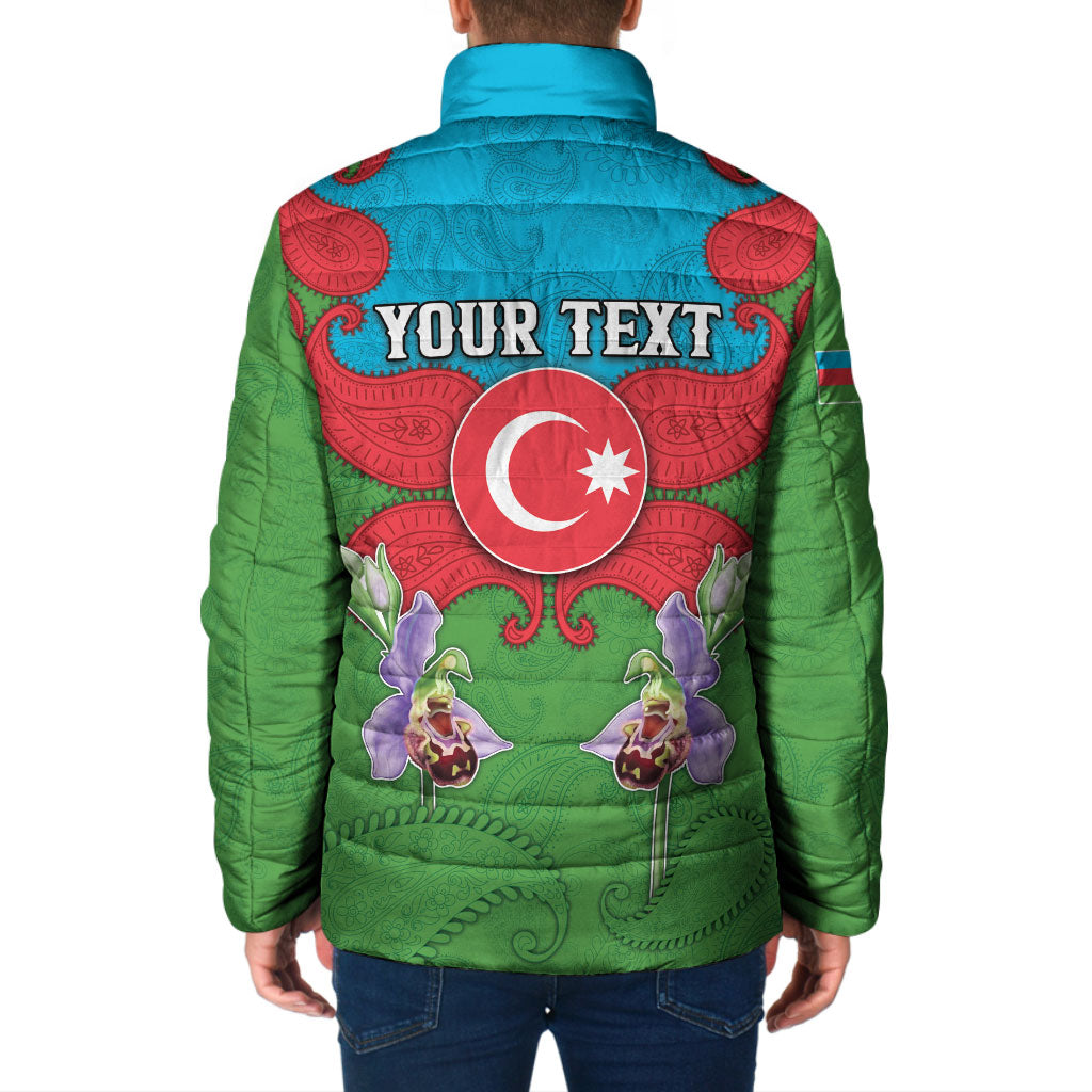 Personalized Azerbaijan Padded Jacket Khari Bulbul Buta Pattern Emblem Flame