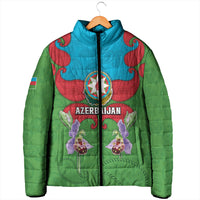 Personalized Azerbaijan Padded Jacket Khari Bulbul Buta Pattern Emblem Flame
