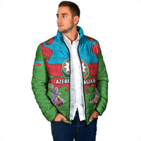 Personalized Azerbaijan Padded Jacket Khari Bulbul Buta Pattern Emblem Flame