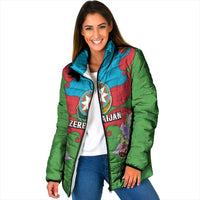 Personalized Azerbaijan Padded Jacket Khari Bulbul Buta Pattern Emblem Flame