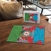 Personalized Azerbaijan Puzzle Khari Bulbul Buta Pattern Emblem Flame
